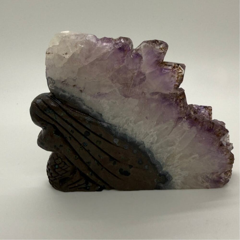 Carved Mermaid Crystal Sculpture Purple Quartz Figurine